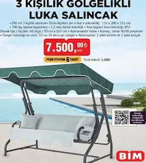 ERİNÖZ 3 KİŞİLİK GÖLGELİKLİ LUKA SALINCAK ERİNÖZ 3 KİŞİLİK GÖLGELİKLİ LUKA SALINCAK